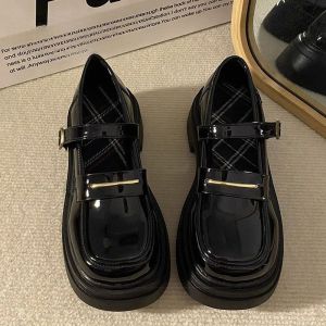 Thick-Soled WomenS Leather Shoes Autumn And Winter 2025 New Versatile JK Black Shoes