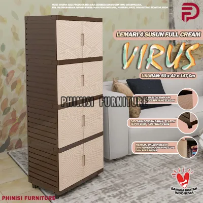 LEMARI SERBAGUNA 4 SUSUN PENGHEMAT TEMPAT KINGDOM VIRUS UKURAN LENGKAP - LEMARI PAKAIAN