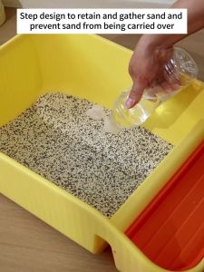 Cat Litter Box Pet Toilet Semi-enclosed With Scooper Thicken Large Space with High Sides Poop TrayS1