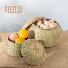 Keestar Handmade bamboo woven small back basket fish basket bamboo basket  products decoration performance photo props storage basket bamboo basket  tea picking basket for child