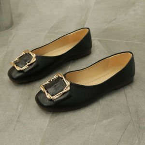 [Free Shipping] Flat Shoes For Women New Autumn Styles Versatile Square-Toe Soft-Soled Shallow-Mouth Shoes Grandma Shoes And Casual Slip-On Shoes