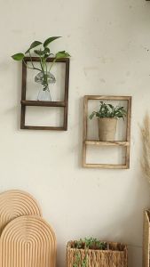 Wooden Wall Shelf Floating Display Rack Plant Stand Vase Holder Hanging Organizer Living Room Home Decor Storage Rak