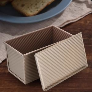 Non-Stick Loaf Pan With Cover Carbon Steel Toast Baking Mould Rectangular Cake Toast Box Bakeware