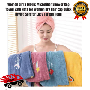 Women Girls Magic Microfiber Shower Cap Towel Bath Hats for Women Dry Hair Cap Quick Drying Soft for Lady Turban Head