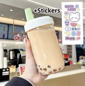 Pearl Milk Tea Straw Cup 500ml/850ml Large Capacity Plastic Tumbler Water Bottle High Value Simple Accompanying Student Portable Transparent Water Cup