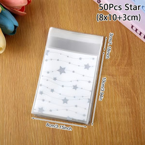 50Pcs ins Star Self Sealing Bag Cute Transparent Photocard Holder Card Sleeve Packaging Bag 8*10cm