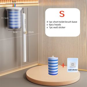 Disposable Toilet Brush Set Cleaner with 6/12/18PCS Brush Head Bathroom Long Handle Cleaning Kit Toilet Wc Accessories
