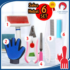 Set 6 Item Pet Comb Cat Grooming  Hair Fur Removal Glove Cutter Nail Comb Combo Set