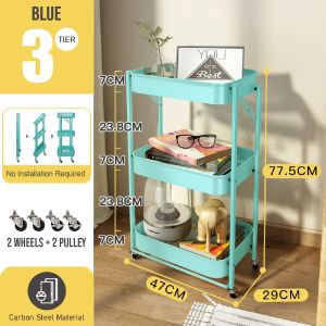 🇸🇬 🔥 Koala Home Foldable Trolley Rack/Trolley Shelf/Kitchen Shelf Movable Storage Cart Organizer Free installation