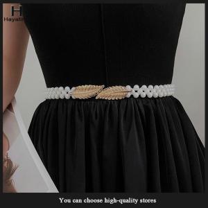 Hayating Women Waist Chain Inlaid Elastic Belt With Waist Decoration Thin Belt Beaded Elastic Belt
