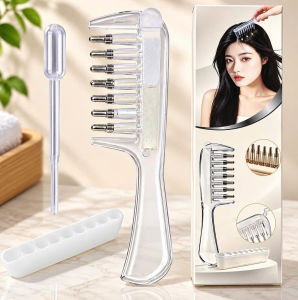 Lược Thoa Dầu 7 Đầu Lăn Bi Kim Loại Bình Chứa 10ml – Lược Massage Da Đầu Thoa Dầu Dưỡng Serum