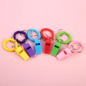 Y7RAN7 10Pcs Loud Crisp Sound Spring Wristband Whistle Plastic Colorful Referee Whistle Lightweight Durable Sport Whistle Cheerleading Supplies