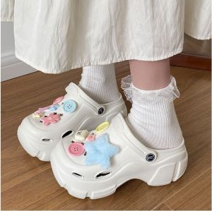 [Free Shipping] Cartoon Clogs For Women EVA Summer Fashion Versatile Platform Thick-Soled Height-Increasing Outdoor Closed-Toe Slippers