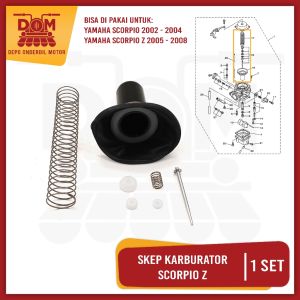 Skep Karburator Assy Scorpio Z (TOKAIDO) Sekep Karbu Lengkap Diafragma Karet Vakum Komplit Katup Gas