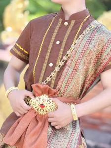 Thai Clothing Mens Set Palace Retro Cinema Photography Hotel Restaurant Welcome Uniforms Work Clothes Thailand Traditional