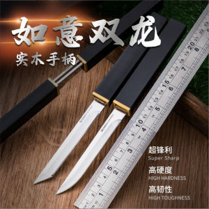 Dao Tanto Rồng Phượng Thép M390 Siêu Cứng Chống Gỉ Sét Chuyên Dùng Tay Cầm Cán Gỗ Hồng Sắc