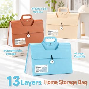 STYLETENK 13 Pockets Expanding File Folder Multilayer Handheld Document Bag Portable PP Document Organizer Gift