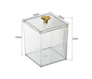 ที่วางสำลี กล่องสำลี กล่องใส่เครื่องสำอางค์ ก็บเครื่องสำอางสำลีสำลีก้านพัฟและลิปสติกได้ อะคริริคใส พร้อมฝาปิด กันฝุ่น กันน้ำ