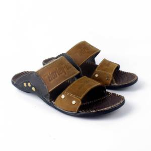 Sandal Selop Pria Dewasa Kulit Model Casual Distro Keren Perior Warehouse HD B2 TAN