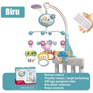 KIKIV Crib Bell Toy/Mainan Penenang Tidur Bayi/Bayi Remote Control Bed Bells/Mainan Penenang Proyeksi Bintang/Mainan Gantung Ranjang Bayi