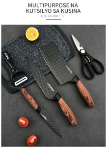 Knife Set High Quality Stainless Steel Multifunction Kitchen for Knife Set 6pcs Knife Set Non-Stick Coating Kitchen Knives (Black)high quality kitchen knife non-stick sleeve knives/ gift pack/kitchen knife set