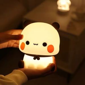 Cute Panda Night Light LED Squishy Novelty Animal Touch Night Lamp 3 Modes Dimmable Baby Kids Bedroom Night Light Pat Lamp
