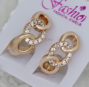 Rose Gold Zircon Hoop Earrings Jewelry Accessories For Women