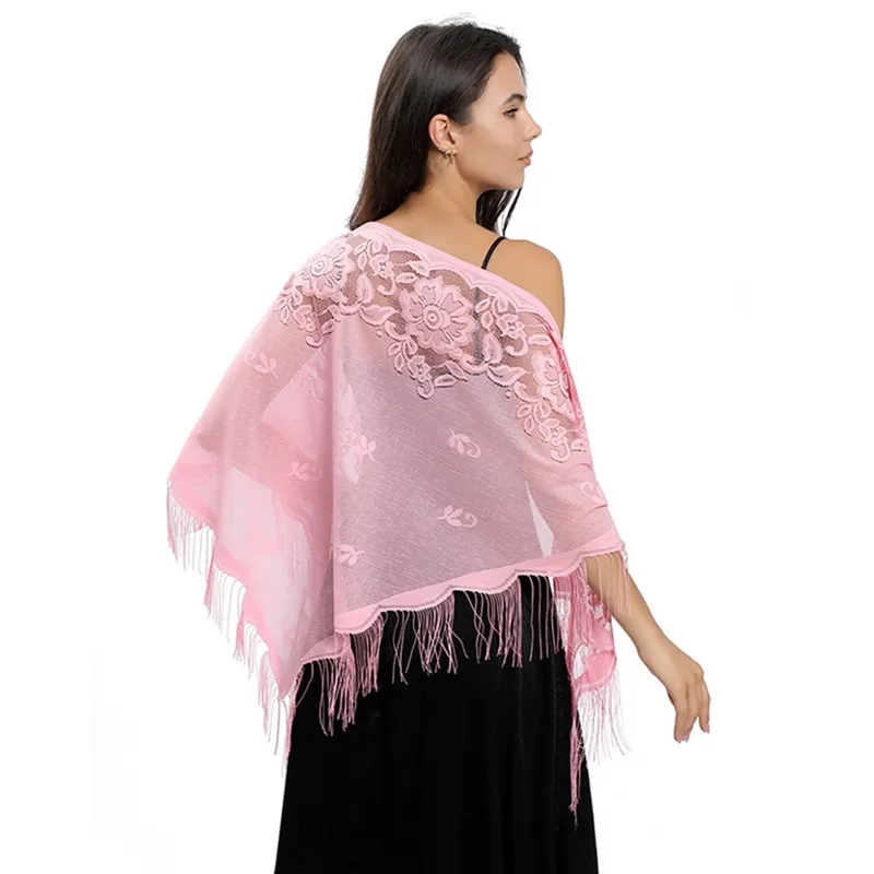 Fashion Women's Lace Sheer Tassels Summer Shawl Wraps Evening