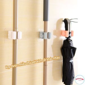 Giá treo Móc Kẹp Chổi inox không rỉ 304 có móc và không có móc Dán Tường Siêu Dính Thông minh