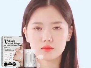 Agdoad 100Pcs Invisible V-Shaped Face Lift Waterproof Transparent Stickers Thin Face Adhesive Tape Face Line Facial Wrinkles Sagging lift Stickers Lifting Beauty Patch