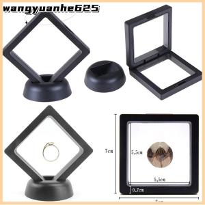 [WYH Store] 👗 70x70mm Black 3D floating jewelry display frame holder box case w stand