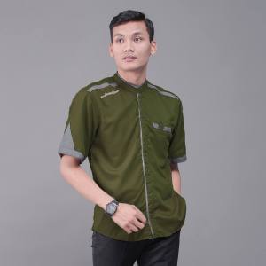 Baju Koko Muslim Pria Lengan Pendek Elrumi Motif Yisunsin Warna Abu