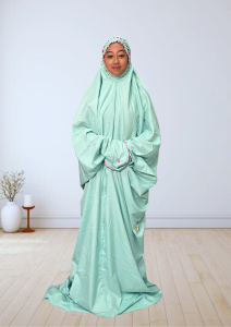 (Hitam) Mukena Dewasa Terusan Kain Katun Mikro/Polykatun Ukuran Normal Mukenah Dewasa By Amirah Bordir