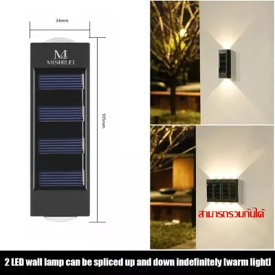 Keranixy LED ไฟโซล่าเซลล์ โคมไฟติดผนัง พลังงานแสงอาทิตย์ Solar light สำหรับกลางแจ้ง โคมไฟติดผนังภายนอก