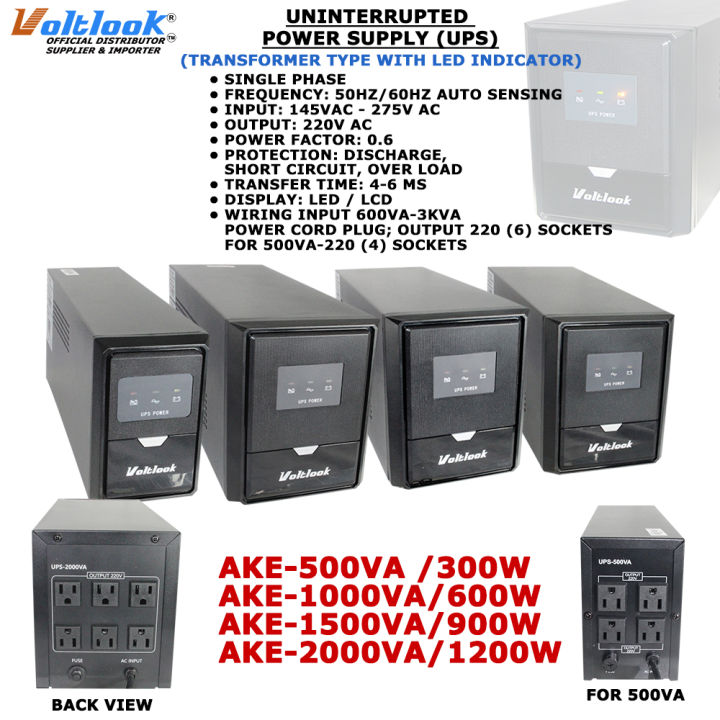 VOLTLOOK UNINTERRUPTED POWER SUPPLY UPS TRANSFORMER TYPE SINGLE PHASE