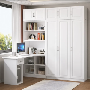 Solid Wood Integrated Corner Desk Wardrobe Modern Design Custom Modern Luxury Design HDB Condo Landed Custom All Sizes Professional Delivery