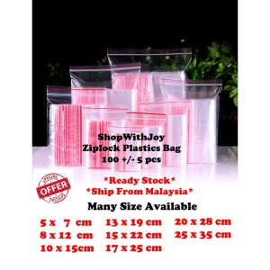 ShopWithJoy Zip Bag Plastics Bag PE Clear Seal Bag Packaging Plastics Zipped Bag Zip & Lock Bag 100 pcs