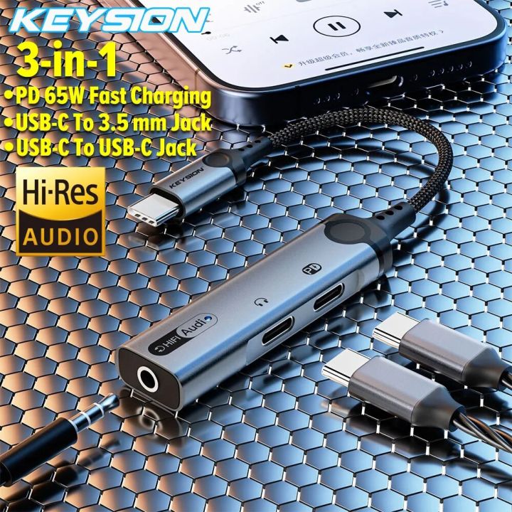 Keyion Primm KEYSION หูฟัง3 In 1 Type C ถึง3.5มม. ตัวแปลงสัญญาณเสียงดิจิตอลเป็นอานา ...