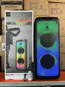 ลำโพงบลูทูธ รุ่นBTS-1387 ขนาด10*2ดอก ฟรีไมค์ลอย/รีโมท รองรับAUX/TF/USB ปรับเบส/แอคโค่ได้  ทรงสวยมีล้อลาก