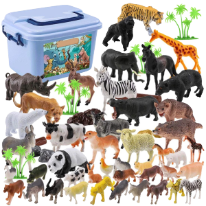 Jojotoy Mainan Hewan Binatang Karet Animal Figure Wild Animal 58pcs Figure Hewan Animal Model Toys Figurine With Box