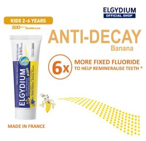 Elgydium KIDS BANANA Toothpaste 50ml (2-6 years) (Buy 1 Free 1 travel Size 7 ml)