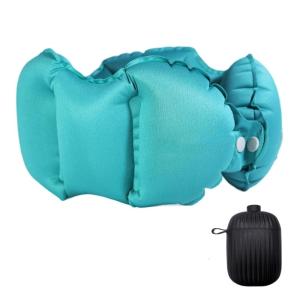 Inflatable Neck Pillow for Travel Office Rest With Air Pumps Storage Box Double Sideds Fabric TPU Materials