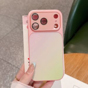 Gradient Instantly Change Large Window Cover For iPhone Air 17 16 15 14 13 Pro Max Crystal Lens Protector Frosted Matte Cover