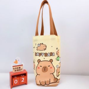 MIRELAE Cartoon Capybara Water Bottle Cover Canvas Scratch-proof Umbrella Storage Bag Creative Water Bottle Carrier Bag Water Bottle Accessories