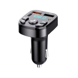 KEBIDUMEI Car multi-function multi-interface Bluetooth car adapter compatible with 5.0 MP3 Player FM transmitter Music U disk accessories dual USB fast charging