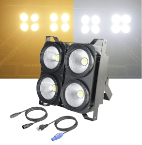 AUDIENCE LIGHT 4x100w LC400b Cob Led Par Lights Cob Led Dmx Blinder Stage Lights Blinders Light Cob 4 Eye Matrix Par Lights for Stage Lighting Cold+Warm White Color Party Lights Dj Disco Lights for Wedding Parties
