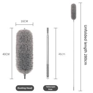 280cm Adjustable Telescopic Bending Feather Duster For Cars/Home Long Pole Microfiber Feather Dust Cleaner
