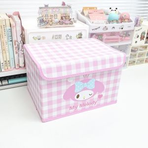 กล่องเก็บของพับได้ PU Sanrio Kuromi กล่องเก็บของบนเดสก์ท็อป กล่องเก็บของ เครื่องเขียนนักเรียน