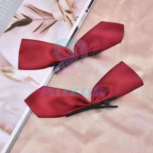 AUK Bow Hairpin Sweet Silk Ribbon Hair Clip Korean Duckbill Clips Ponytail Holder Bangs Hairpin 1pair