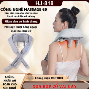 Máy Massage Cổ Vai Gáy 6D - Gối Massage Cổ Váy Thư Giãn Văn Phòng pin sạc